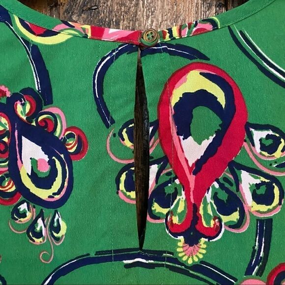 Buckhead Betties Sz S Bright Green Paisley Preppy Peacock Riley Relaxed Tunic - Picture 9 of 10